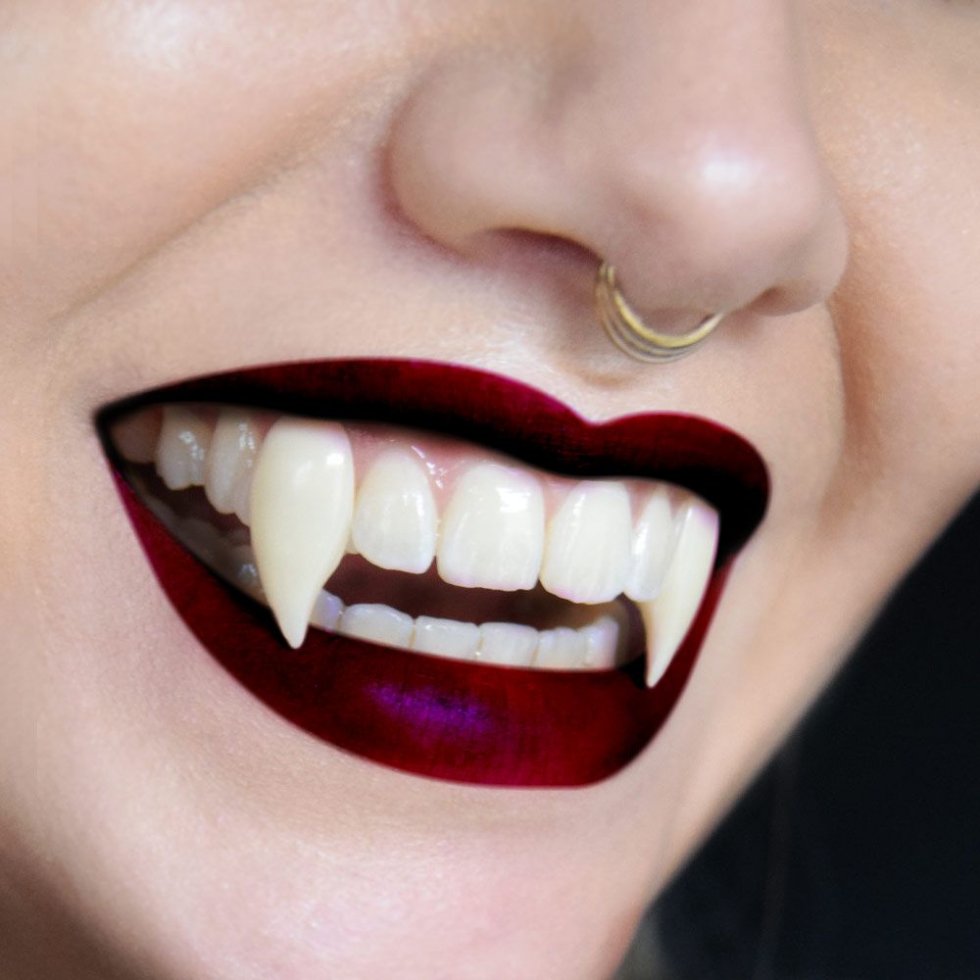 dentes de vampiro para presas de festa de Halloween