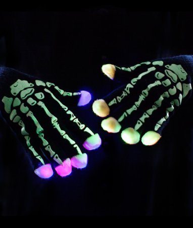 Luvas de esqueleto brilhantes de LED