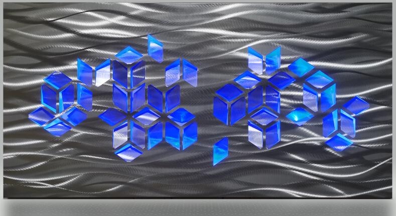 Pinturas de parede abstratas de METAL em forma 3d - luz led