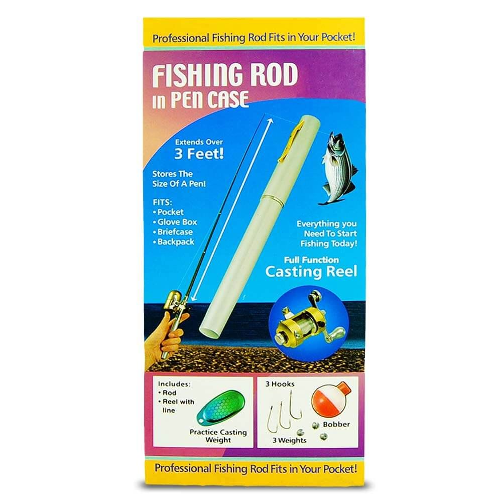 Vara de pesca mini caneta para pesca com carretel em caneta - telescópica até 1 metro