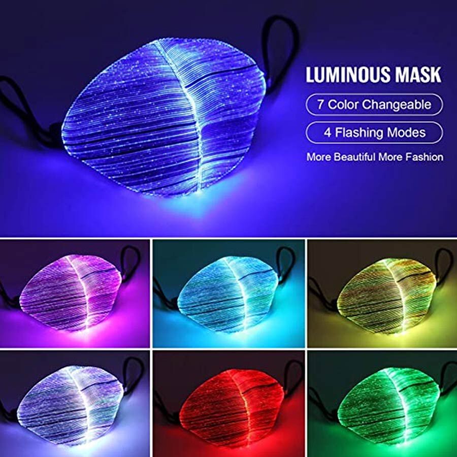 Máscara protetora LED iluminando