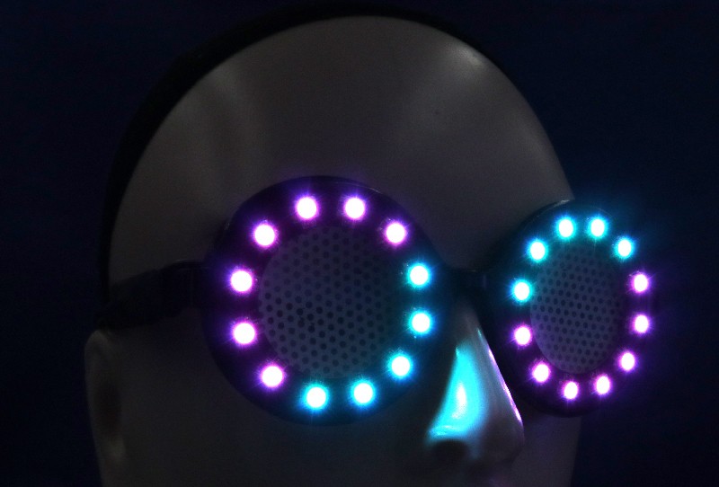 óculos brilhantes cyber punk com design de festa rave