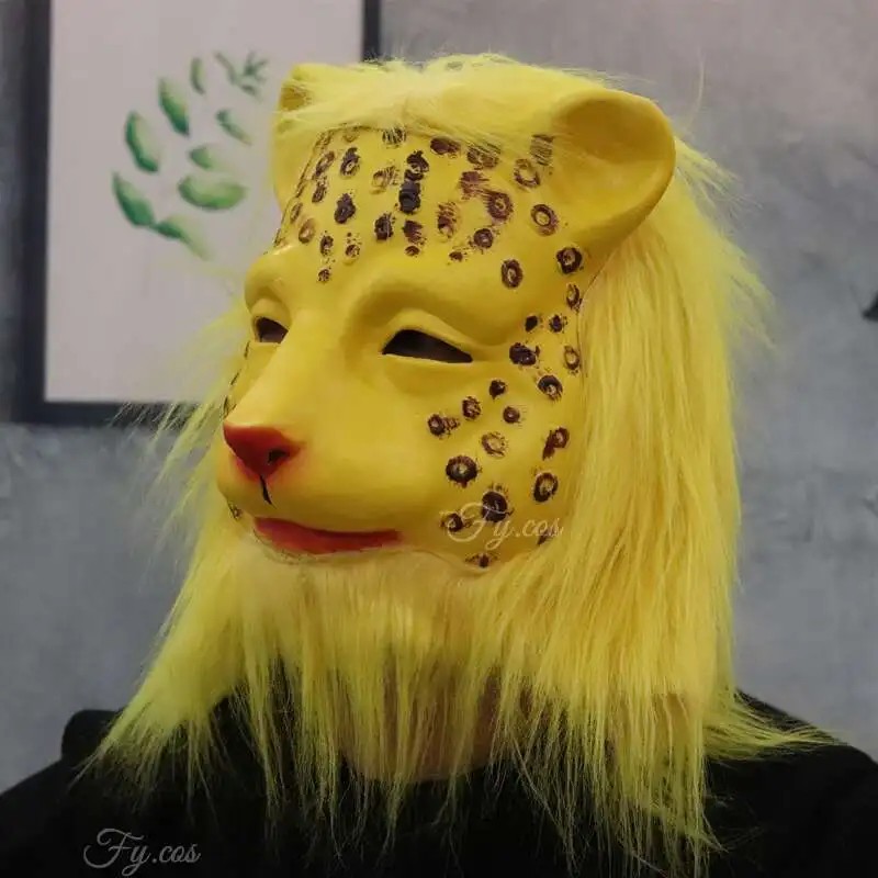 máscara de látex de silicone com rosto de leopardo para cabeça