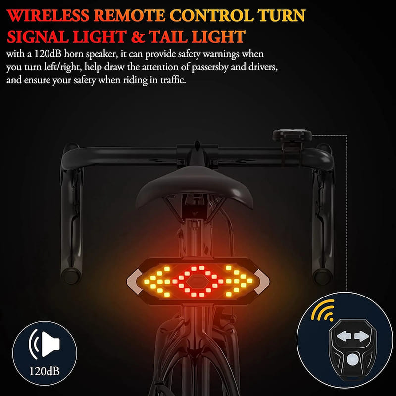 luz traseira de bicicleta com sinais de direção para luz traseira de bicicleta sem fio com controlador
