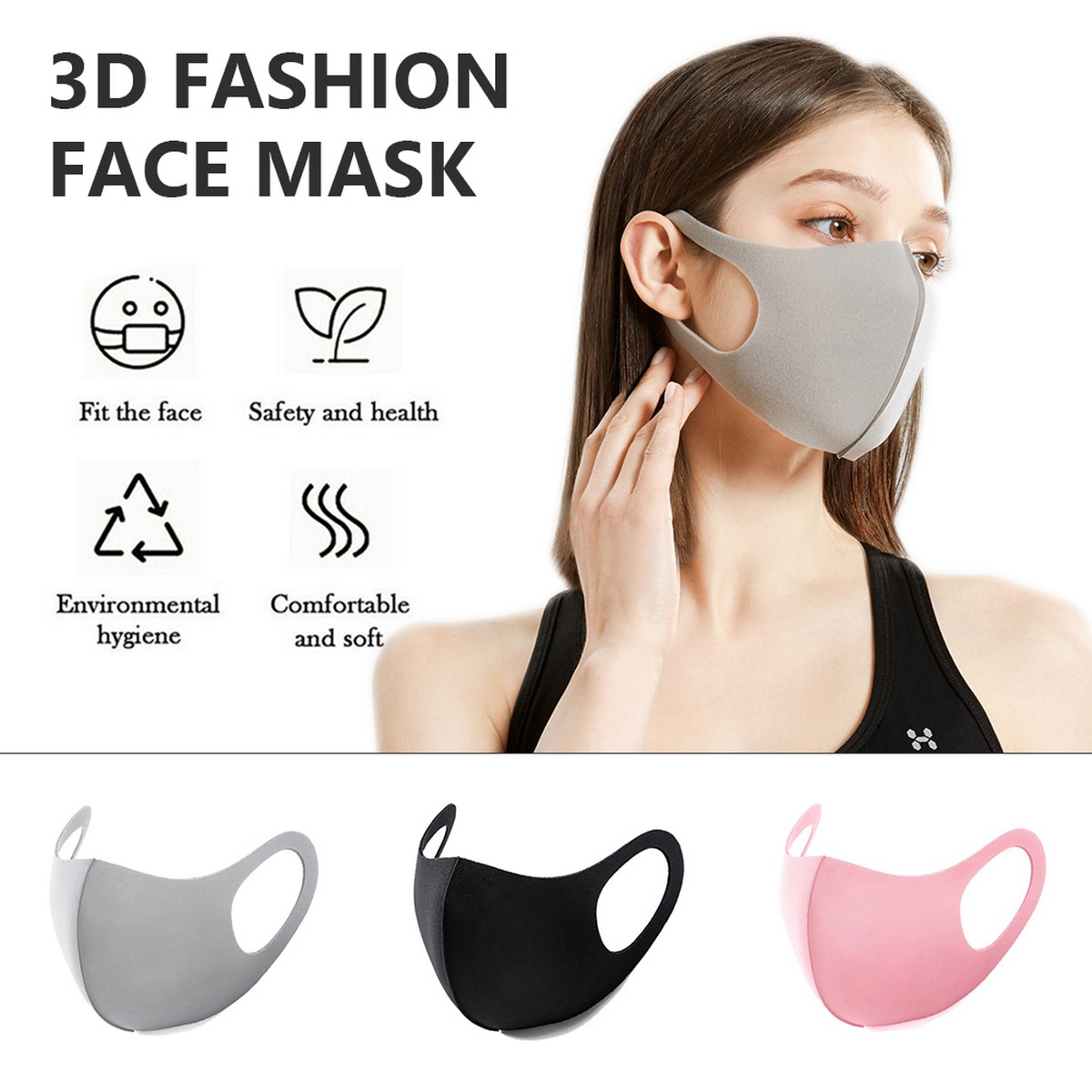 máscara facial elástico rosa