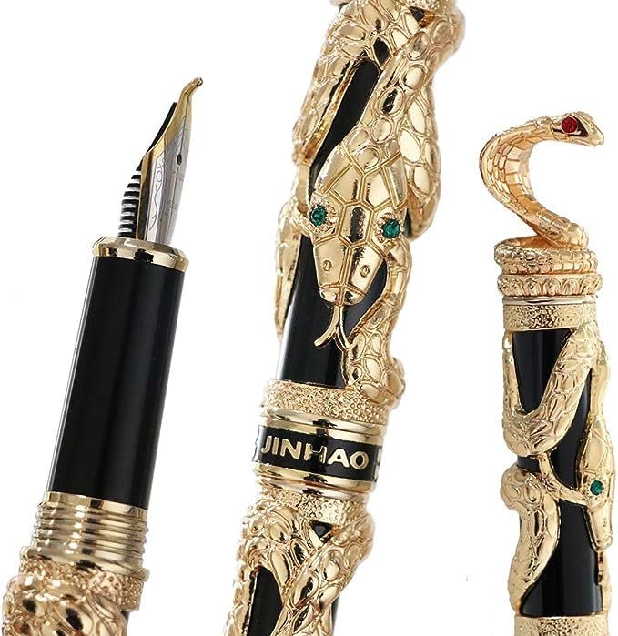 caneta de ouro decorada com uma caneta de tinta cobra cobra