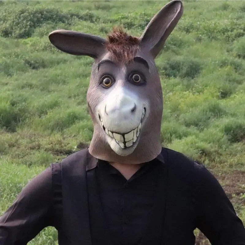 máscara de cabeça de burro látex de silicone