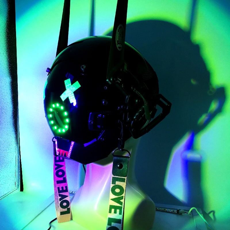 capacete de festa led com iluminação led