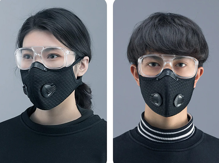 óculos de proteção com máscara contra vírus corona