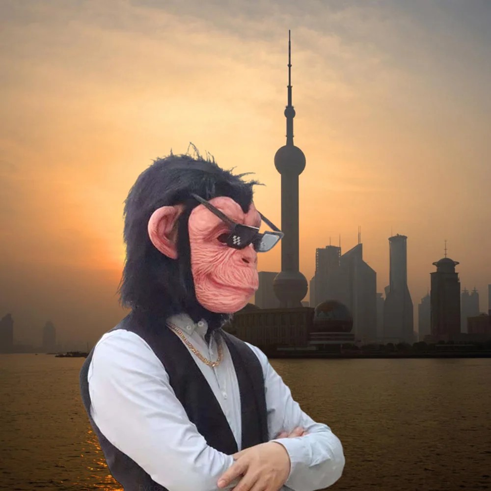 Máscara de cabeça de macaco chimpanzé látex de silicone