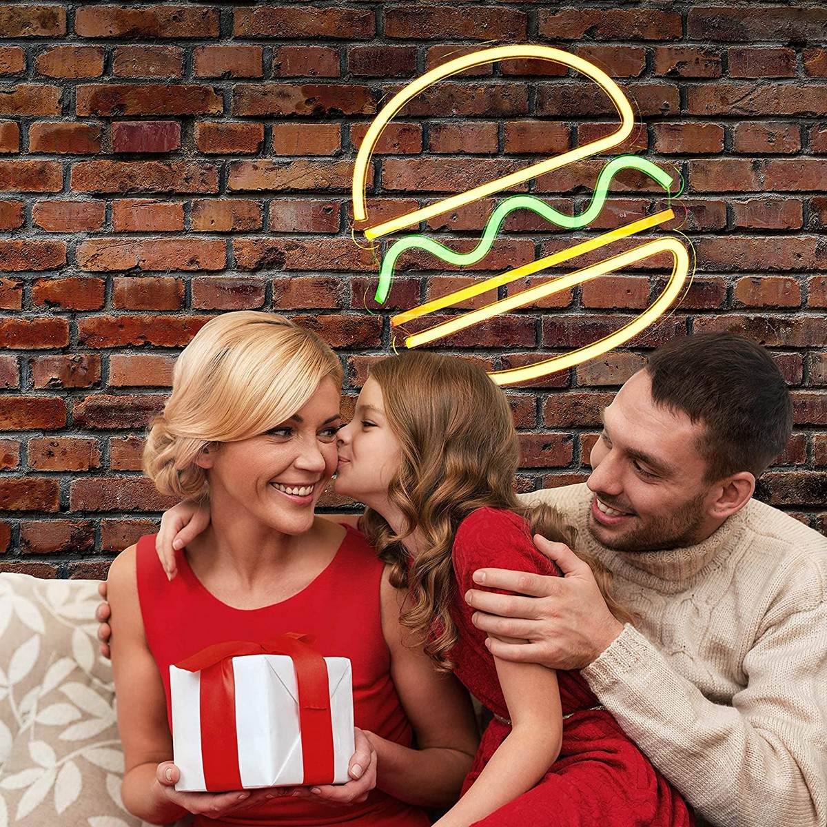 hambúrguer led logotipo de néon brilhante