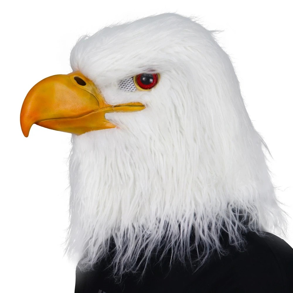 máscara de silicone com cabeça de águia branca