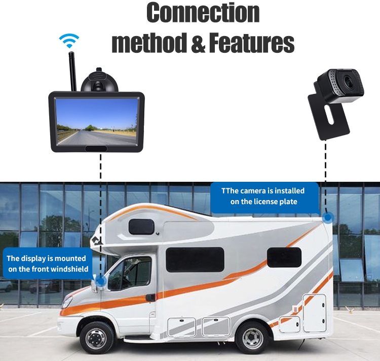 câmera traseira wifi com monitor para vans, caminhões, carro