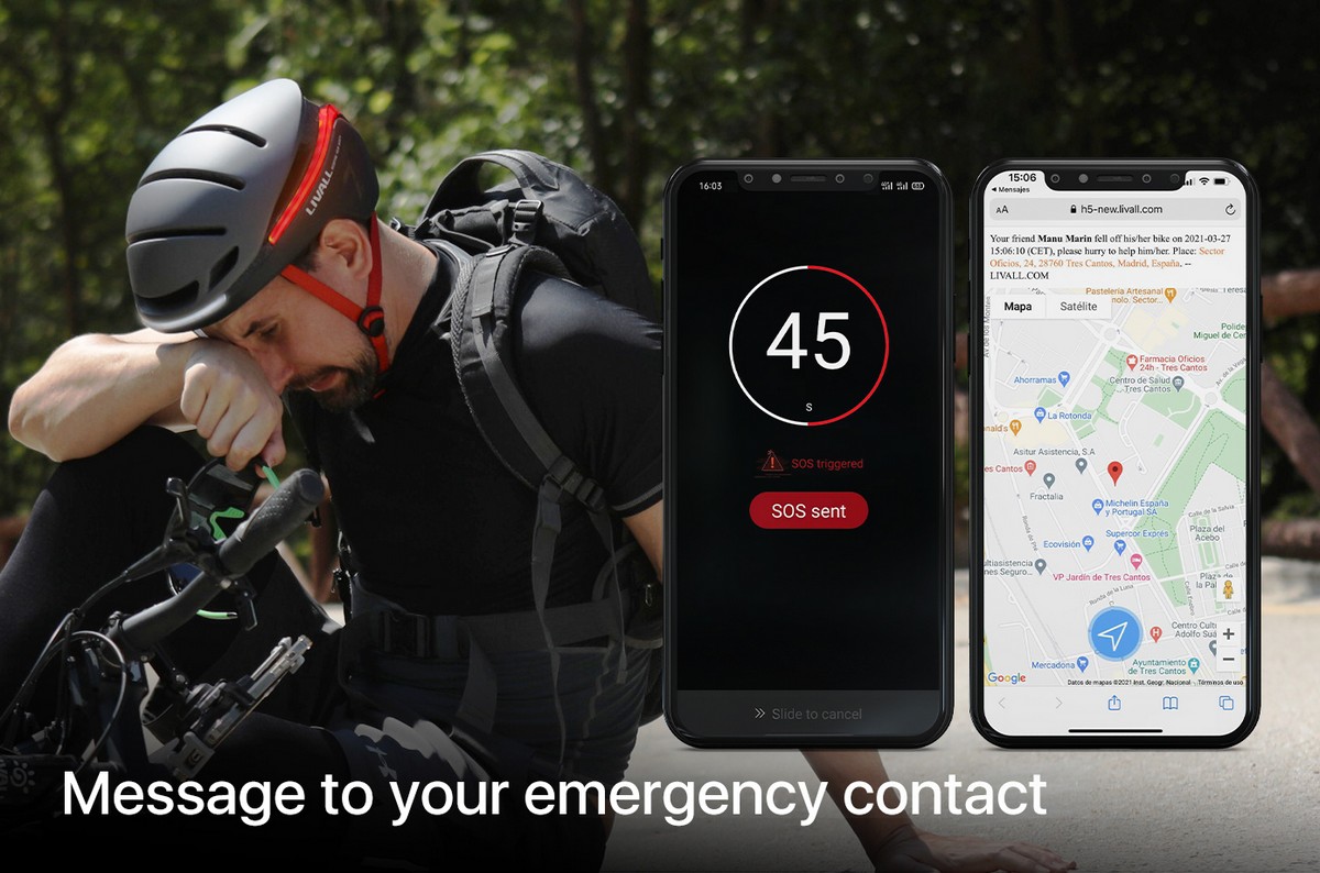 aplicativo de capacete de bicicleta inteligente sos emergência