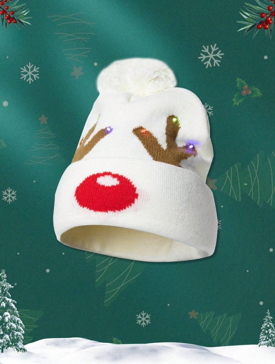 boné chifres de rena de Natal - boné para o inverno brilhante, Rudolph