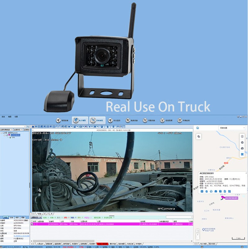 Câmera 4G para sim via Internet rastreando caminhão van