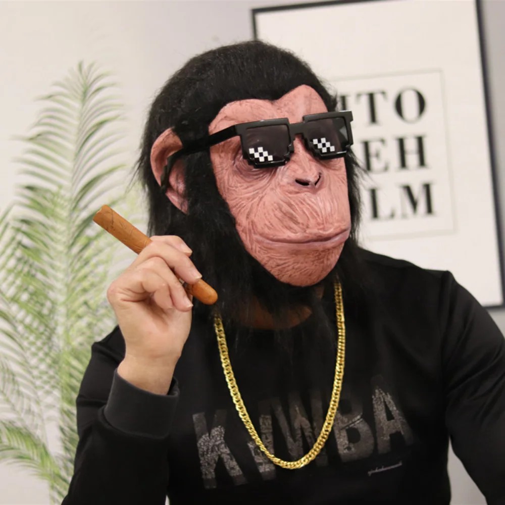 máscara de chimpanzé rosto de macaco máscara de látex de silicone para cabeça