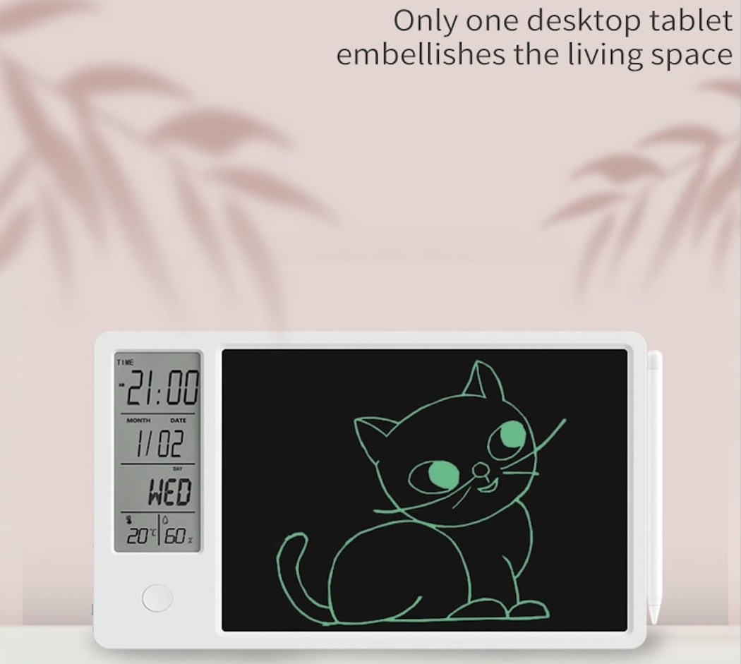 calendário Digital LCD com notebook inteligente para escrever desenho