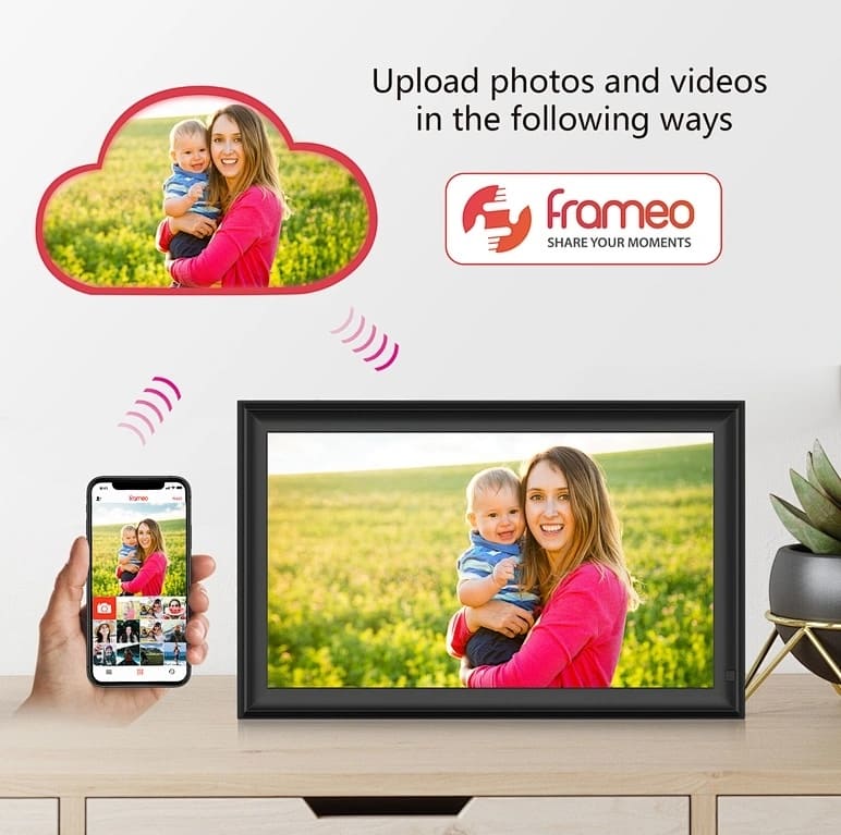 porta-retratos digital para fotos app wifi tela sensível ao toque 15"