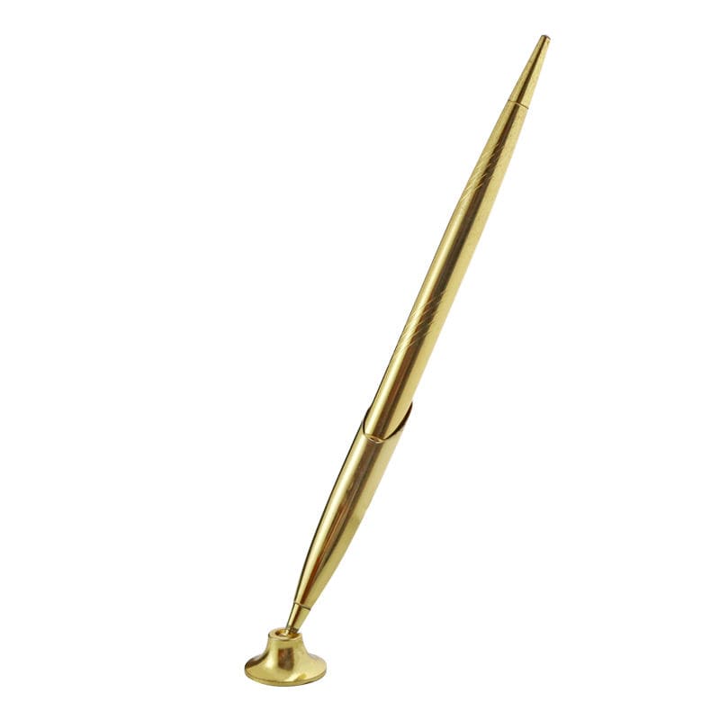 elegante caneta dourada com suporte