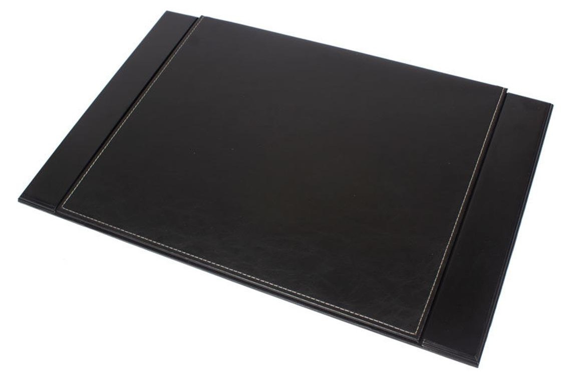 tapete de mesa de couro preto de madeira