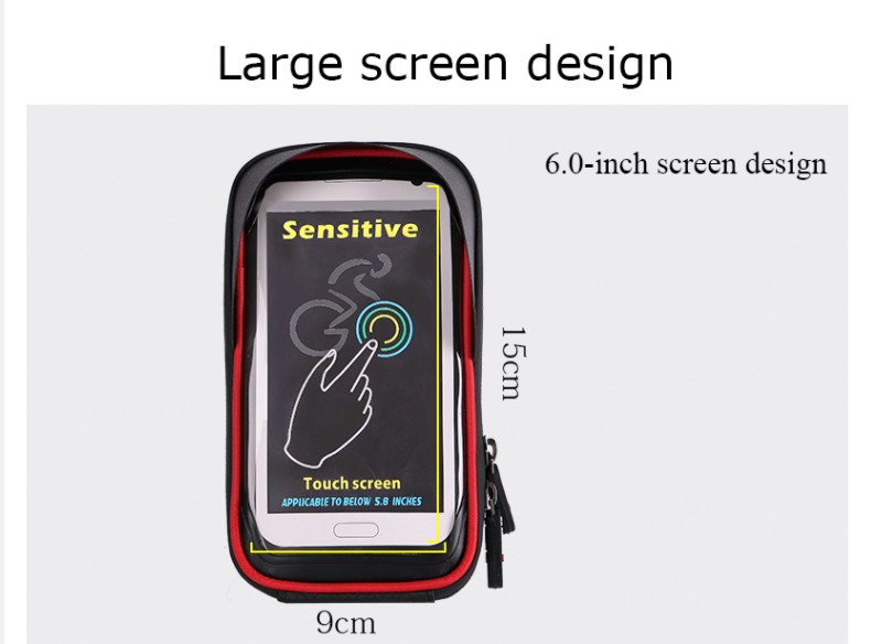 bolsa de bicicleta TPU tela grande com tela sensível ao toque