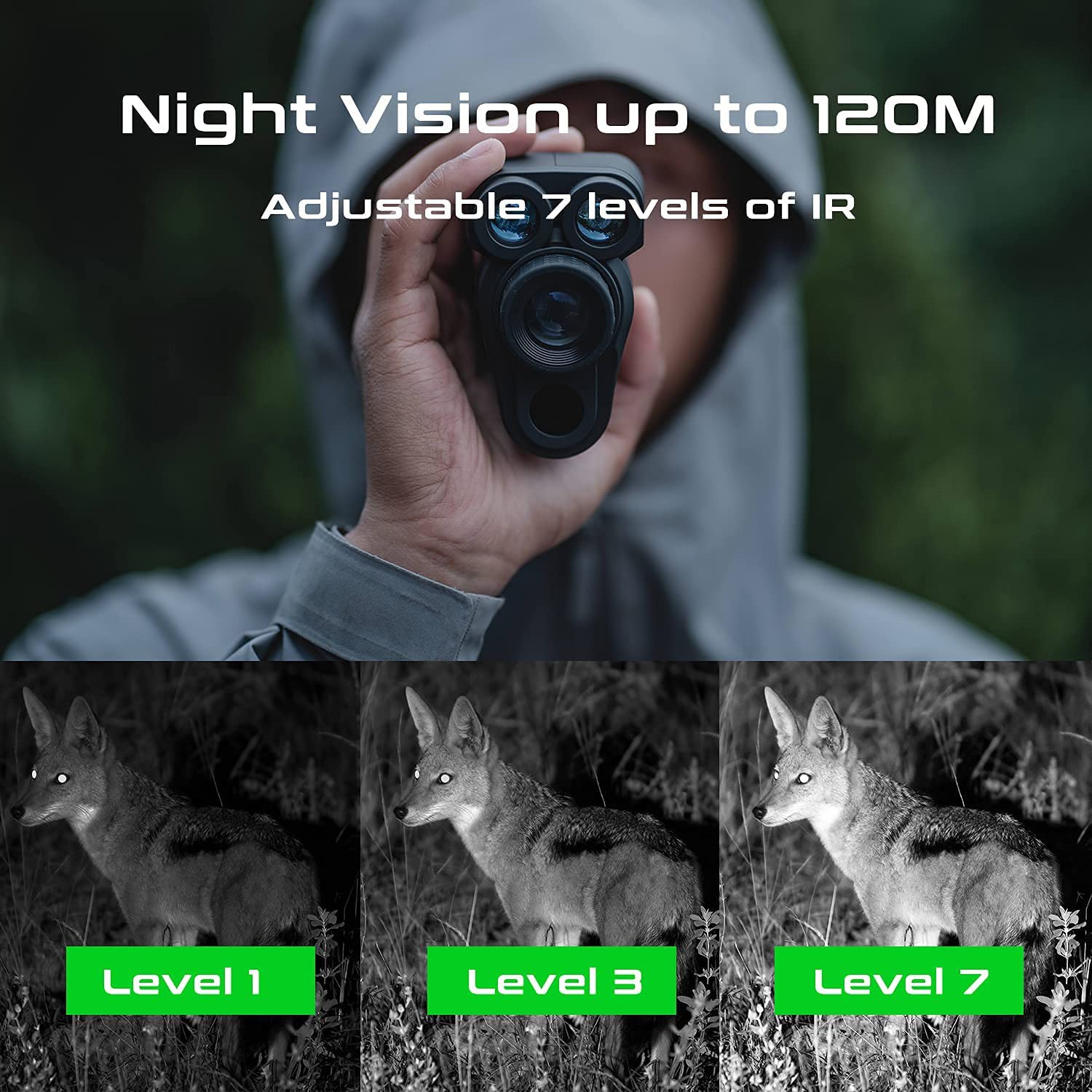 monocular com visão noturna até 120m à noite