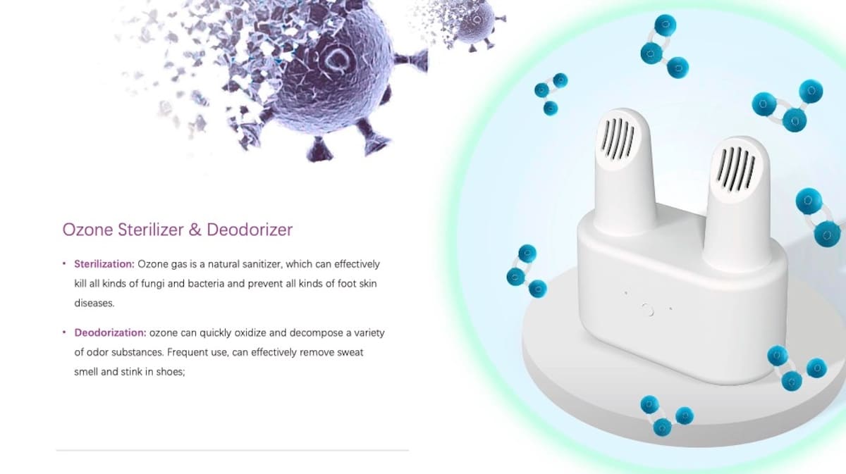 desinfecção portátil de sapatos - secador limpador de botas com ozônio