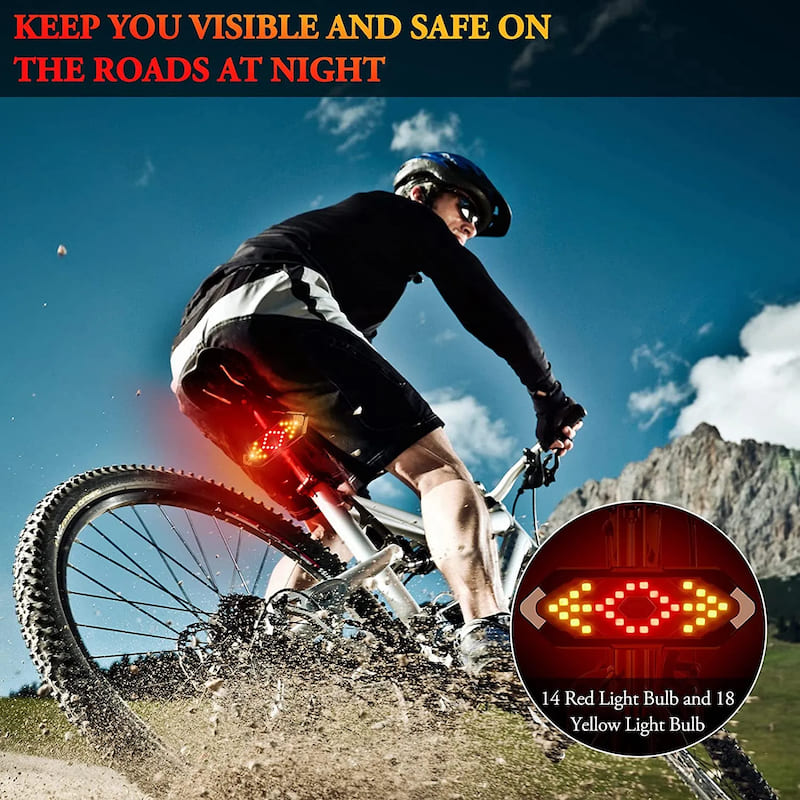 sinais de mudança de direção de bicicleta e luz traseira