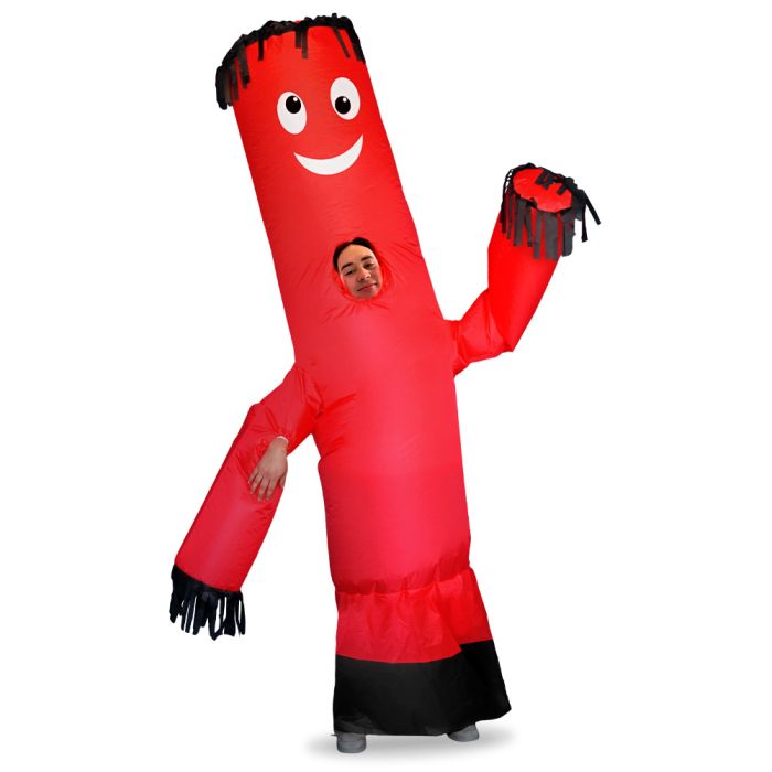 Inflável Man terno vermelho com ventilador
