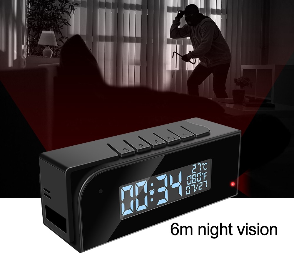 câmera espiã com despertador de visão noturna