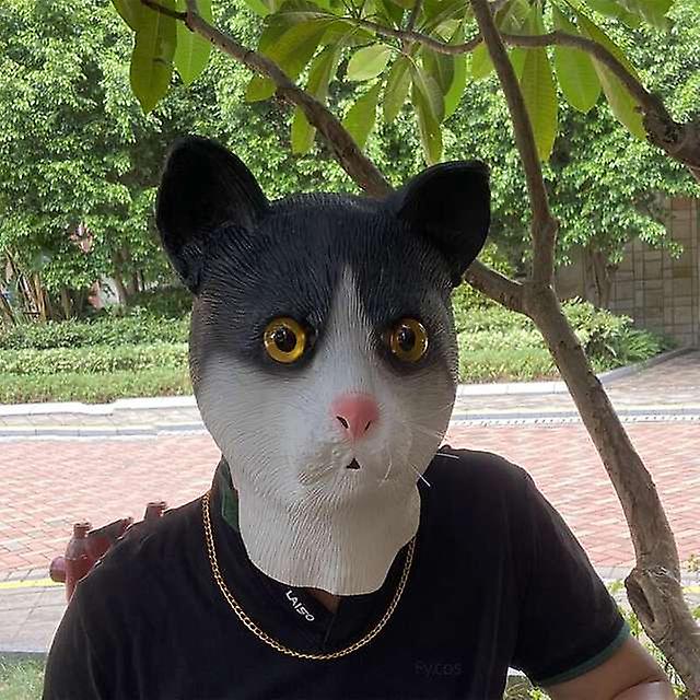 máscara facial - máscara de látex de silicone com cabeça de gato preto