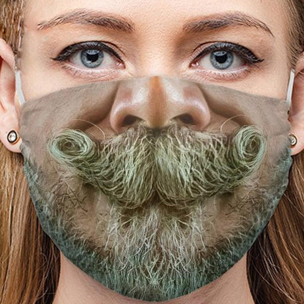 Máscara 3D com bigode e barba
