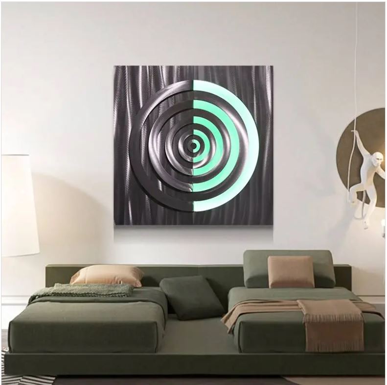 pinturas de parede para decoração de casa - arte abstrata em metal LED