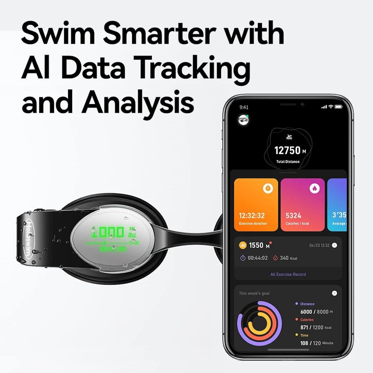 óculos de natação inteligentes holo swim com aplicativo para smartphone
