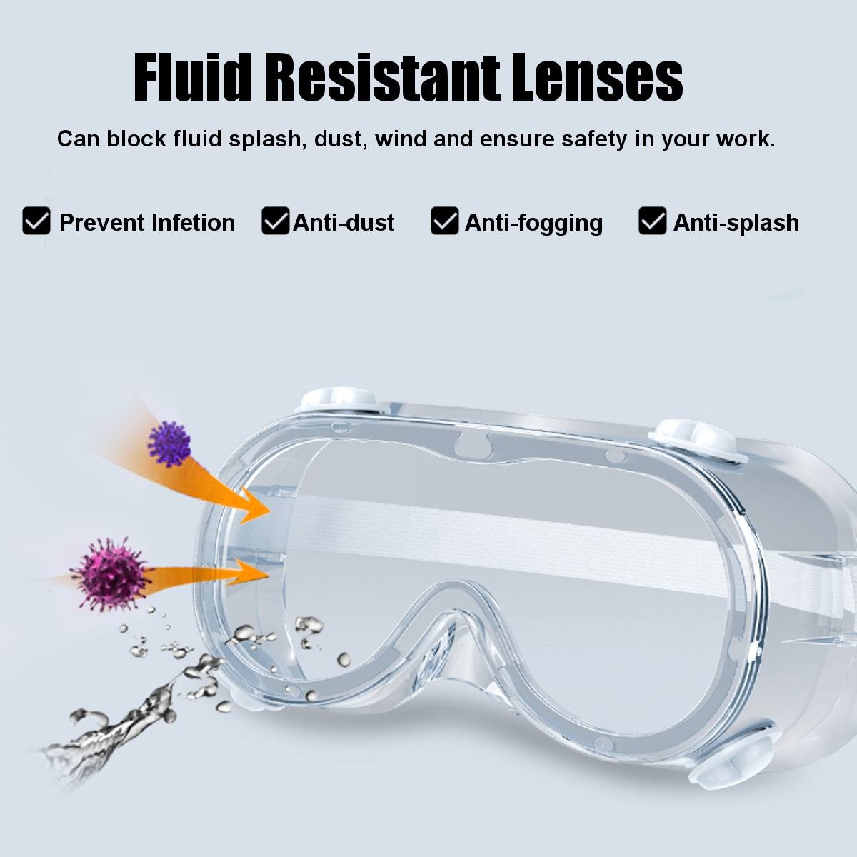 óculos de proteção contra bactérias e vírus