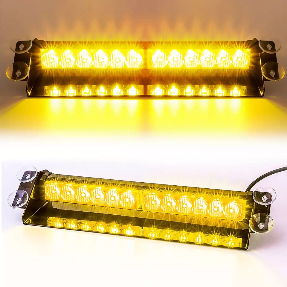 Luzes LED de advertência estroboscópicas para o carro 24 LEDs branco amarelo