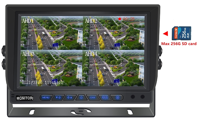 monitor de carro híbrido de 10 polegadas compatível com cartão SD de 256 GB
