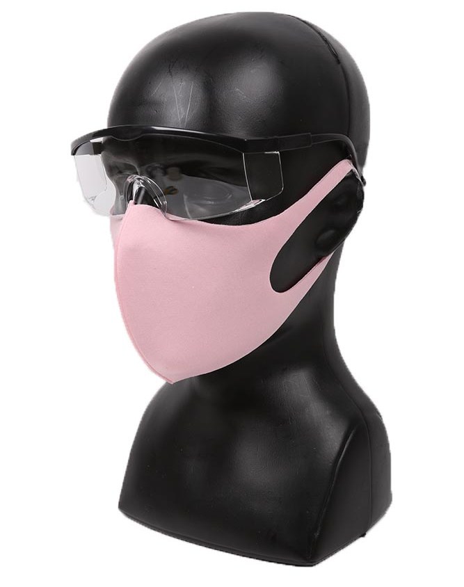 máscara facial elástica rosa com óculos