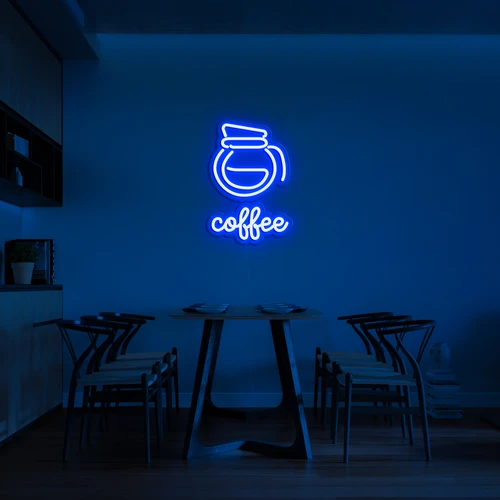 Logótipo de néon LED 3D na parede CAFÉ