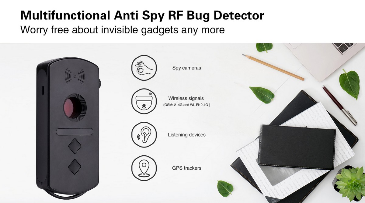 câmera e detector de bug com pescoço de ganso flexível