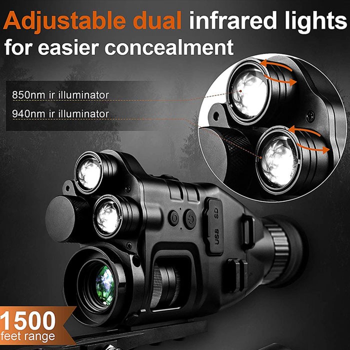 visão noturna binocular 850nm e 940nm IR luzes infravermelhas duplas