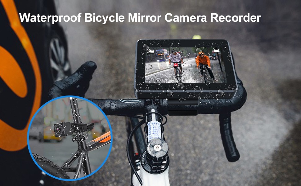 câmera de bicicleta à prova d'água IP68 com monitor com gravação
