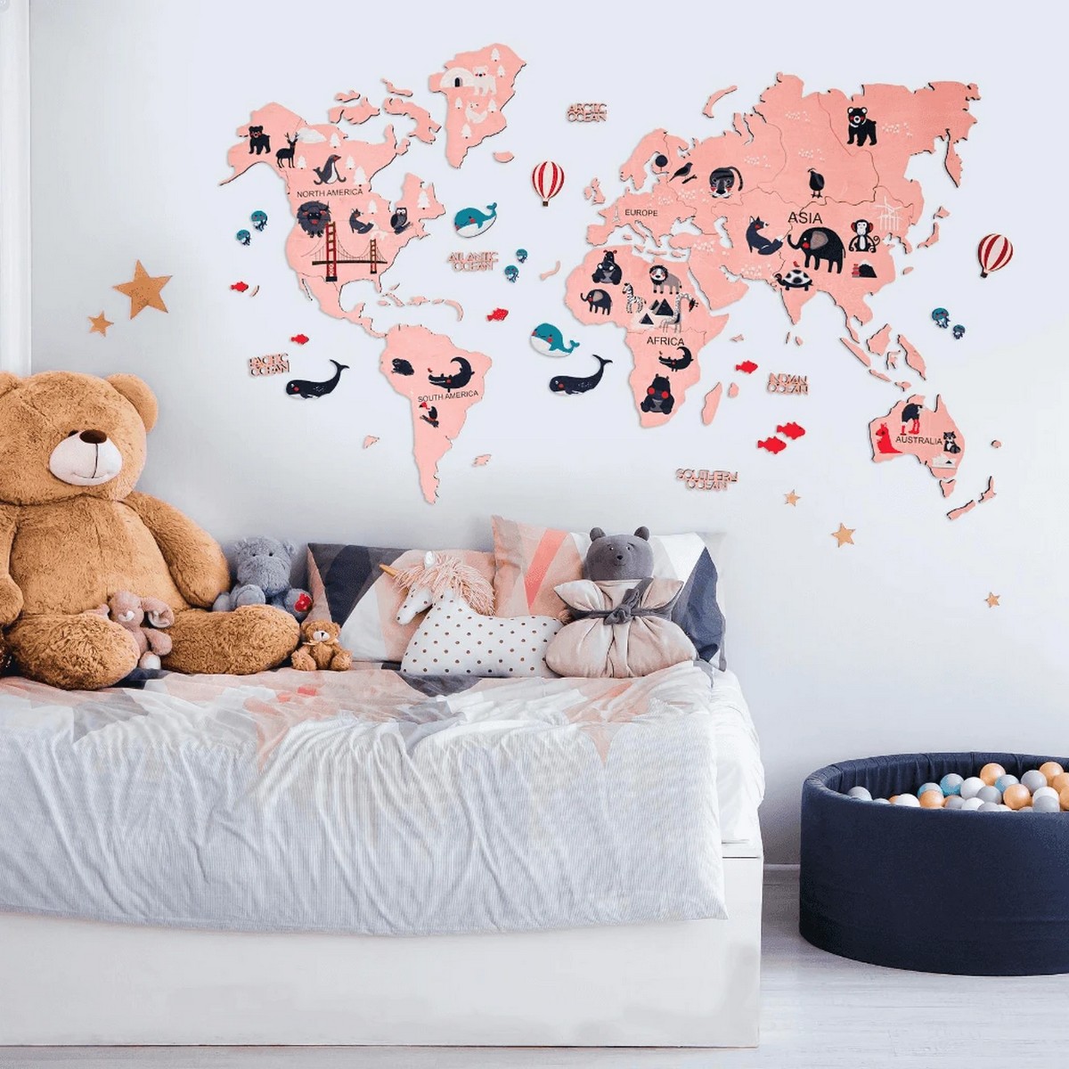 mapa mundial para crianças - rosa