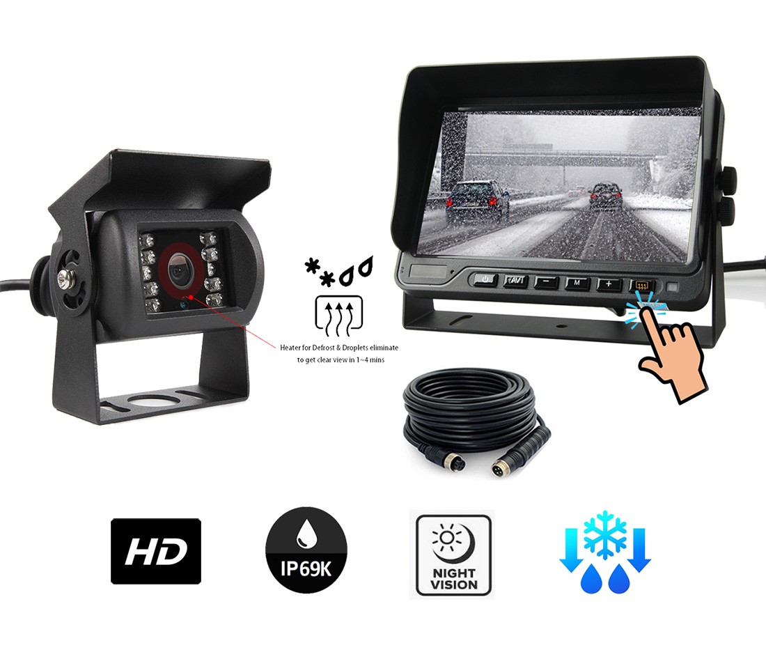 Conjunto de câmeras - câmera traseira DEFROST para carro HD + monitor à prova d'água de 7"