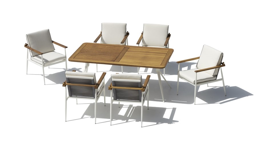 Conjunto de mesa e cadeira de jantar - Móveis de jardim luxuosos em madeira
