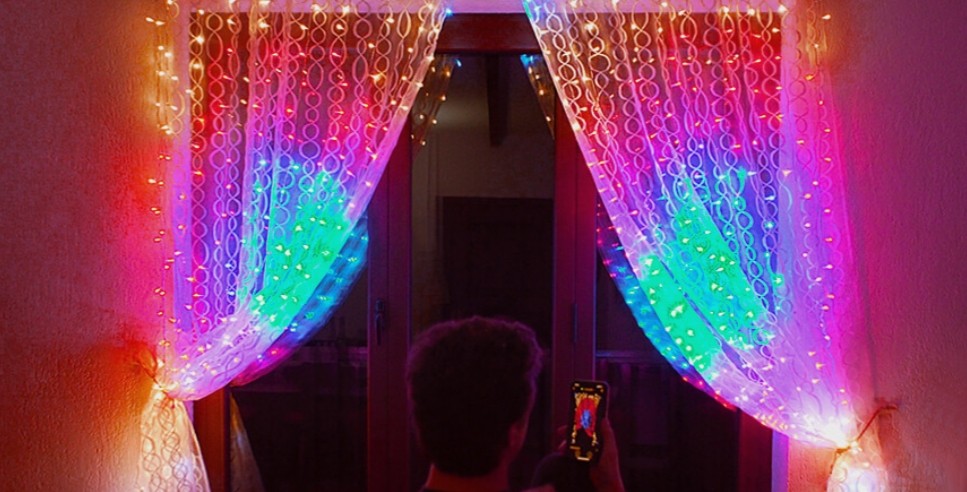 cortina de luz led wi-fi smartphone