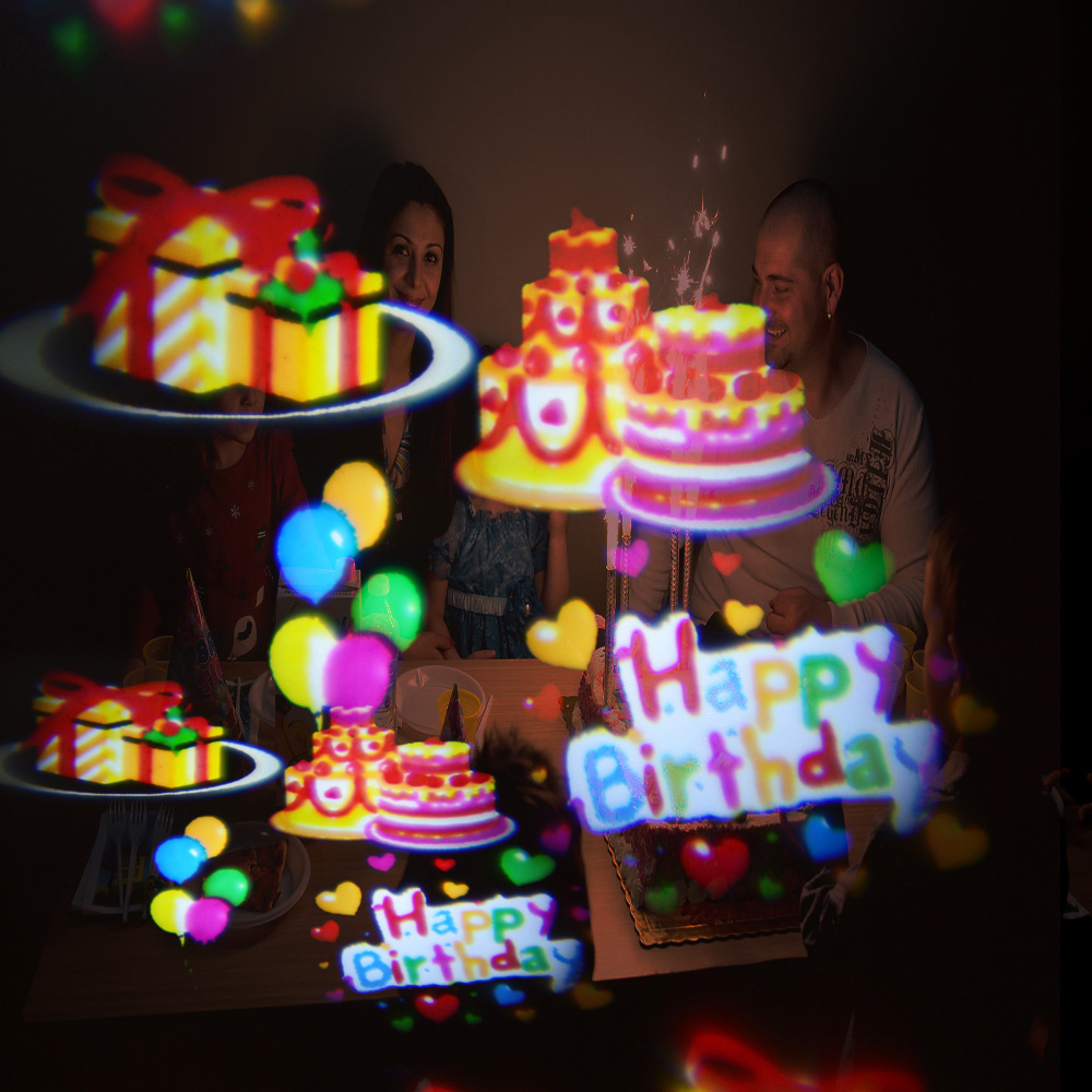 projetor led divertido para festa para a projeção de celebração de balões de feliz aniversário