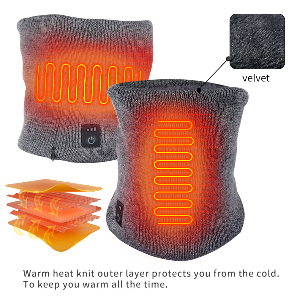 aquecedor elétrico de lenço de pescoço ao ar livre aquecido por bateria