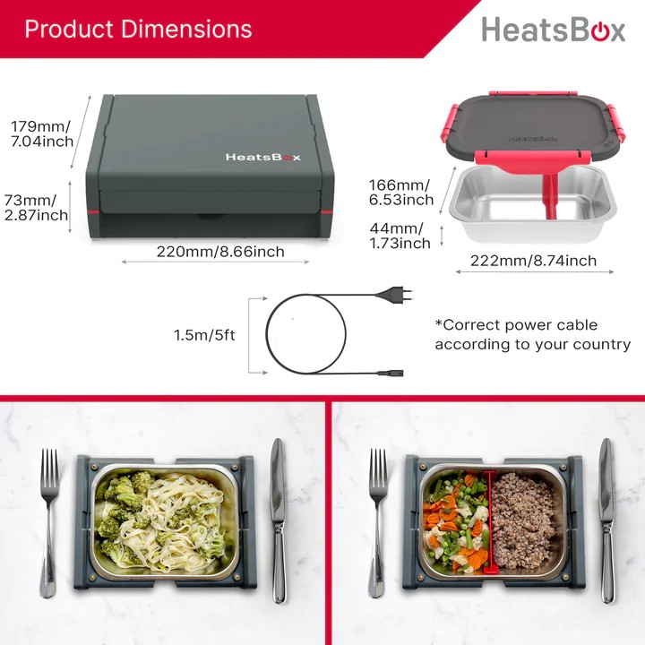 lancheira para alimentos com aquecimento elétrico heatsbox pro